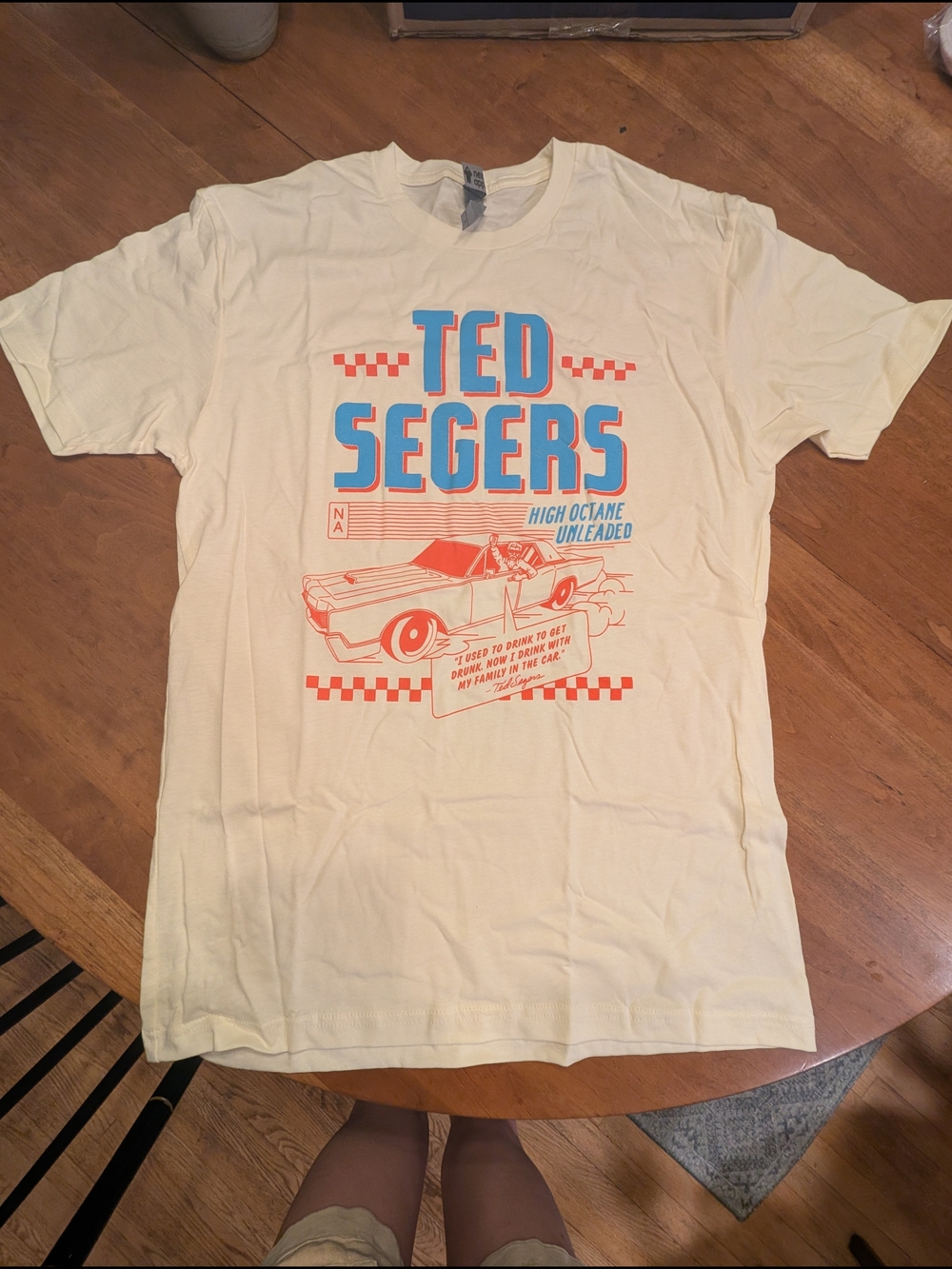 TED SEGERS High Octane Unleaded Graphic Tee - Cream/Blue/Orange